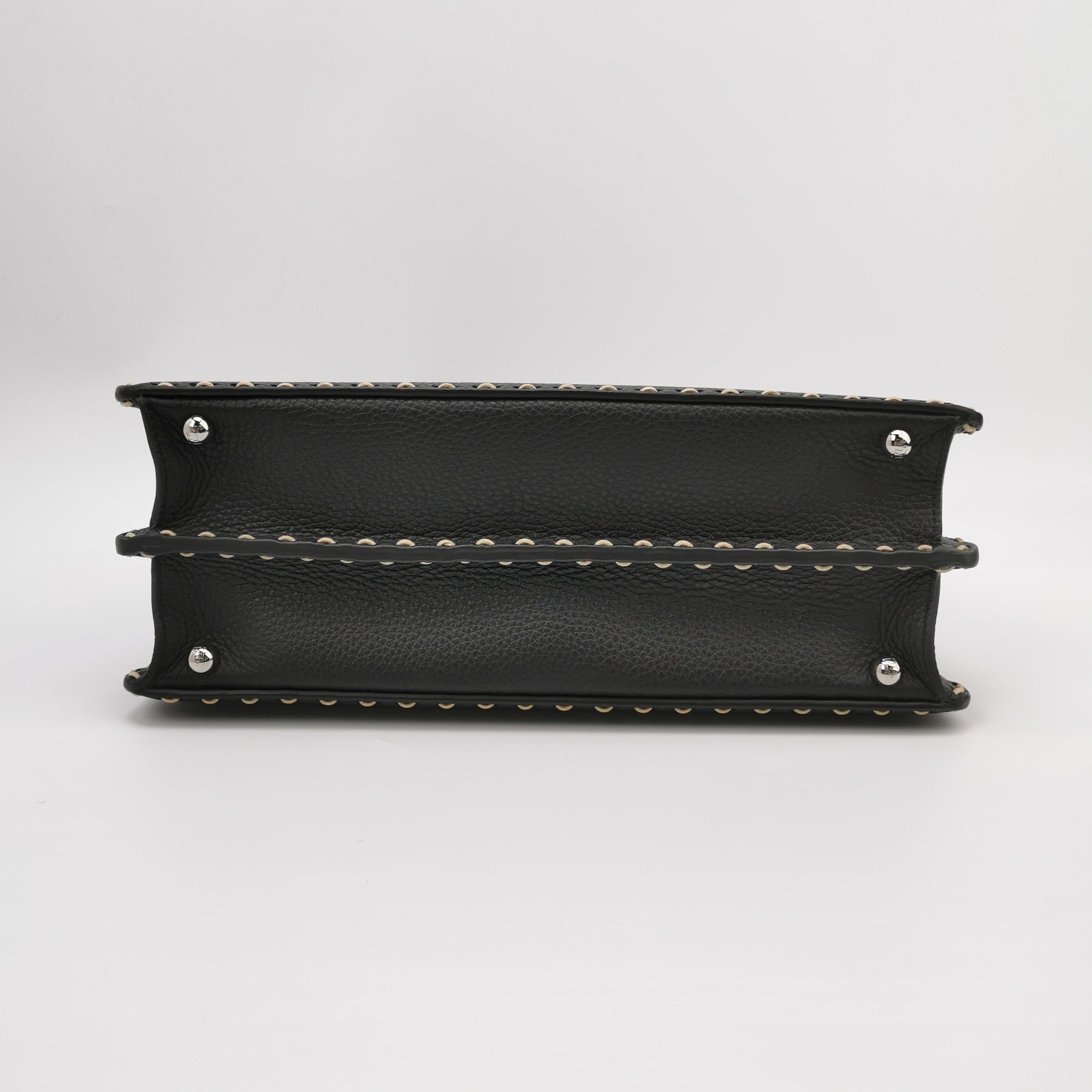 Fendi Large peekaboo Snakeskin Handle Black