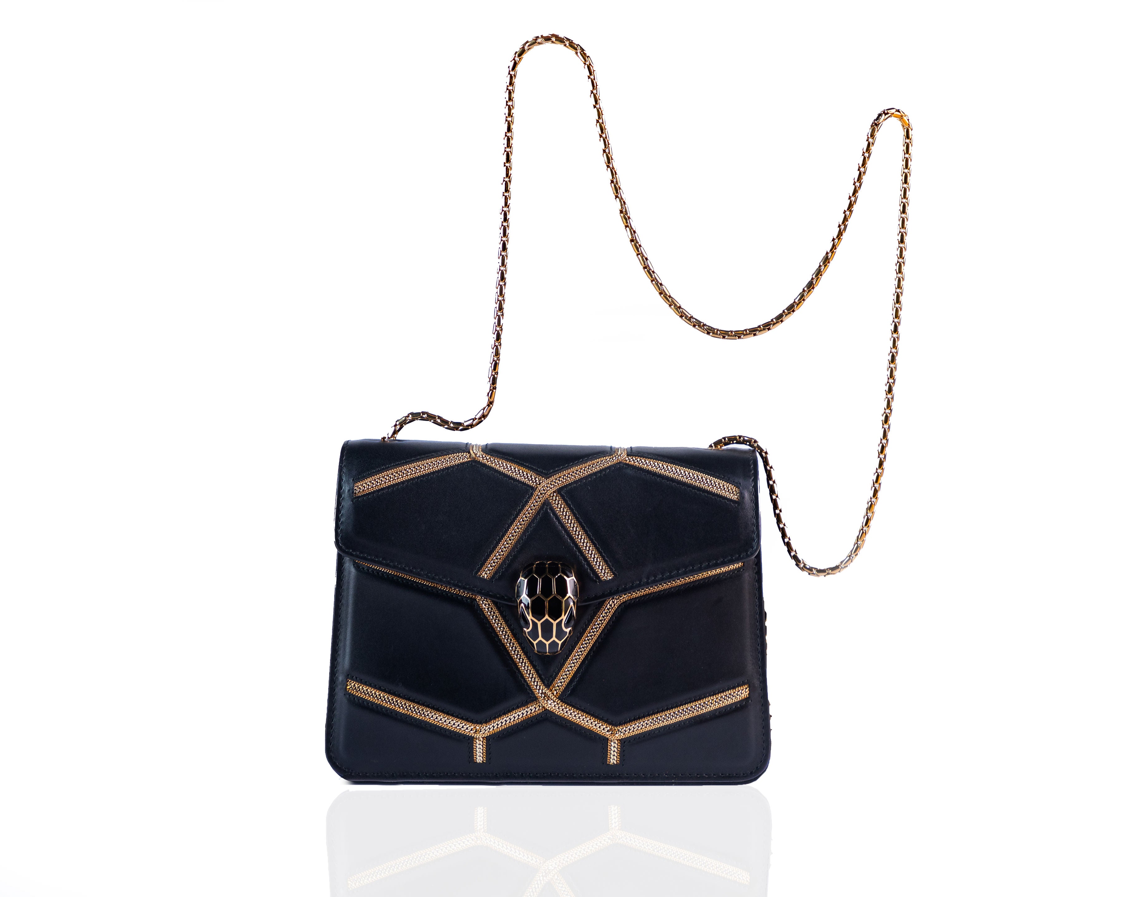 Bvlgari Serpenti Forever Chain Crossbody Black & Gold